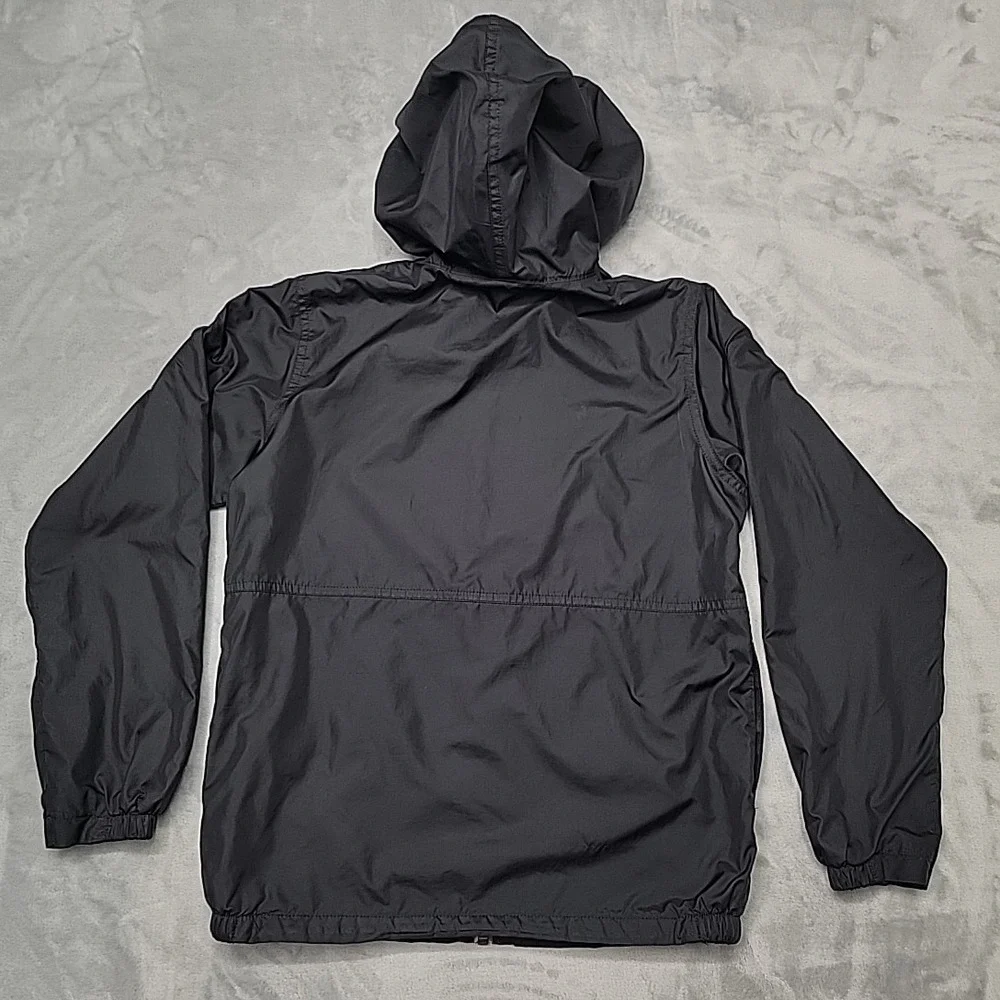 Columbia Jacket Girls M Black Pink Full Zip Hooded Fleece Lined Windbreaker